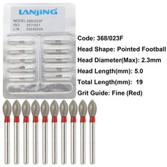 Multi-Use Dental Diamonds Football Egg Bur 368/023F Fine Grit Friction Grip FG