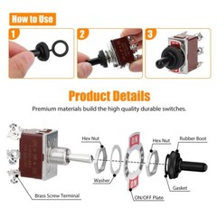 3X Heavy Duty DPDT ON/OFF/ON Toggle Switch 20A 125V/15A 250V Screw Terminals