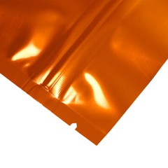 Orange/Silver Mylar Zipper Pouch w/Tear Notch for Loose/Powder Spice 3.9×5.9″