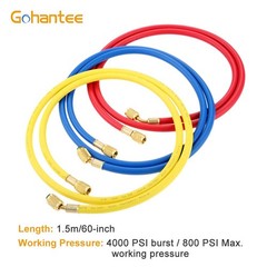 AC Charging Hose Set 60‘’ 1/4” SAE 800 PSI for HVAC Air Condition Refrigerant