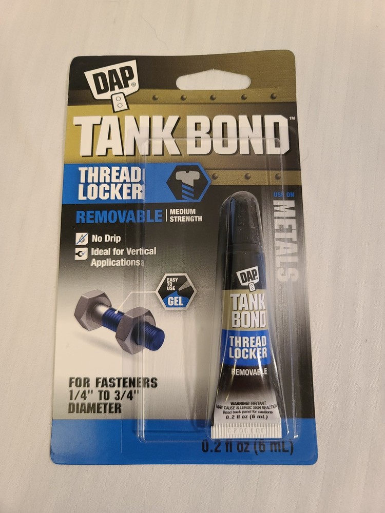 DAP Tank Bond Thread Locker Blue 6mL/.2oz Removable Medium Strength For Metals