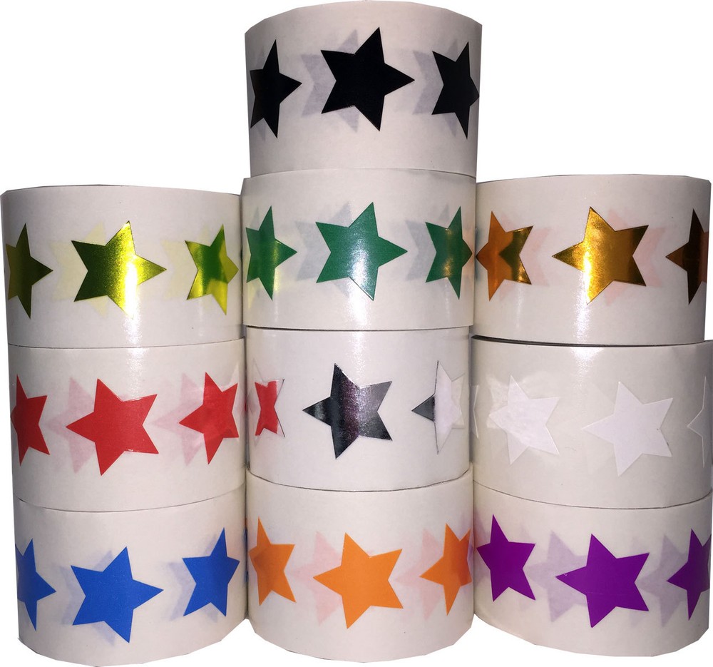 Star Shaped Stickers | 0.75″ Inch Wide | 500 Pack | Pick One Color