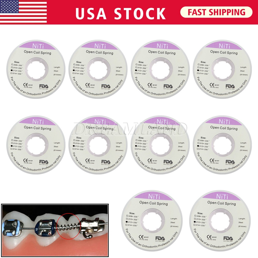 Dental Ortodoncia NITI Abierto Bobina de resorte Dia. 012/010*030 pulgadas 3Pies