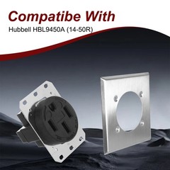 Single Hole 2 Gang Receptacle Wall Plate Ø2.48″ for 14-50R Hubbell HBL9450A