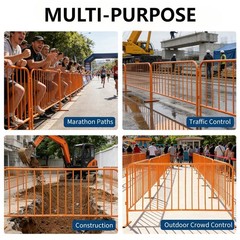 7.5ft Heavy Duty Interlinked Steel Safety Barricade Portable Metal Crowd Control