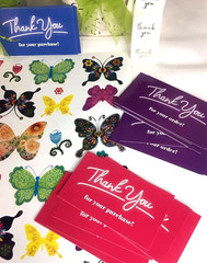 144x Business Thank You Cards Small Business, Butterfly Stickers Variety Pkg