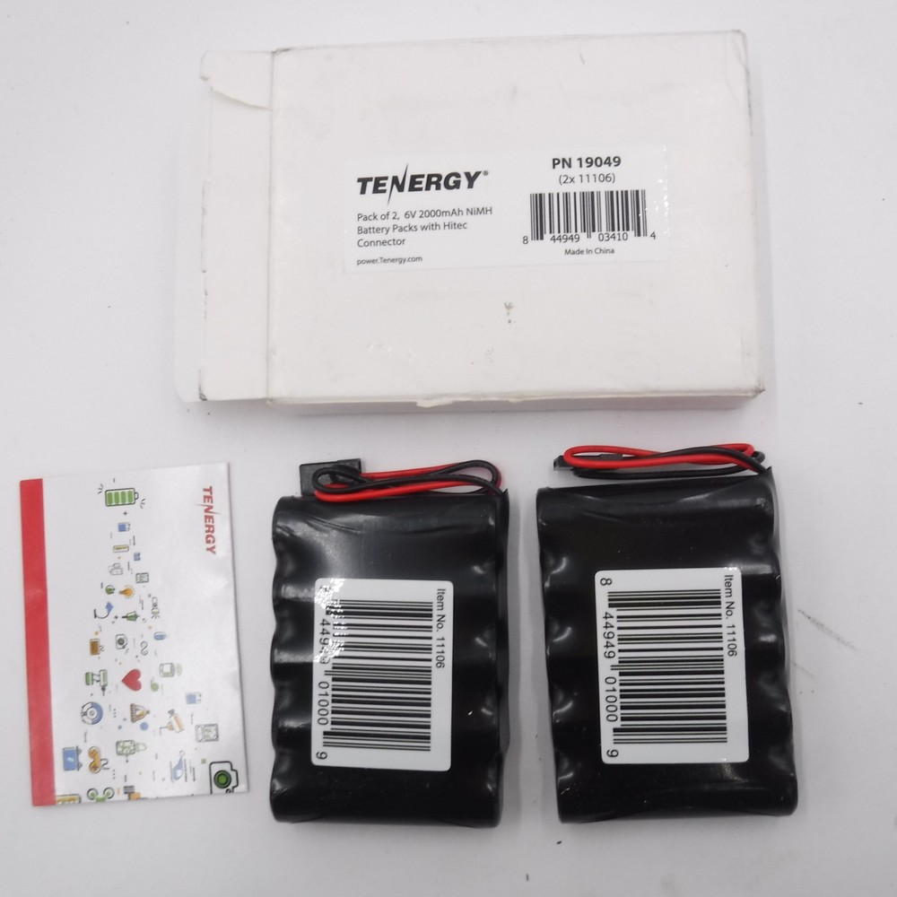 2 Pack Tenergy 19049 Battery Pack W/ Hitec Connector 6V 2000mAH
