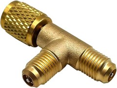 Ywdiml Car Quick Coupler Access Tee, Brass 1/4″ SAE Valve Core Tee Adapter for