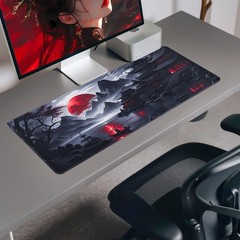 FreeNook Large Gaming Mouse Pad, Anime Black 31.5L x 11.8W inches, RedMoon