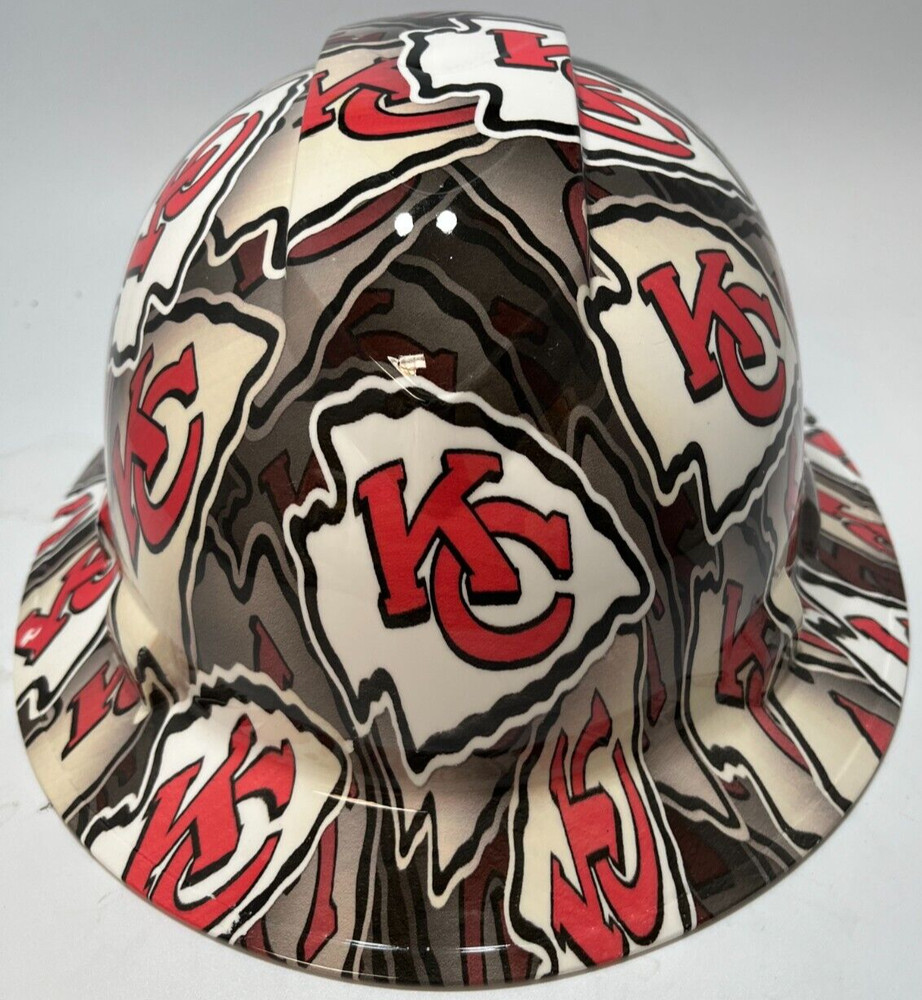 New Full Brim Hard Hat Custom Hydro Dipped KC KANSAS CITY CHIEFS