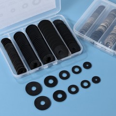 120Pcs Flat Rubber Washers Assortment Kit,16/18/20/25/30mm Black