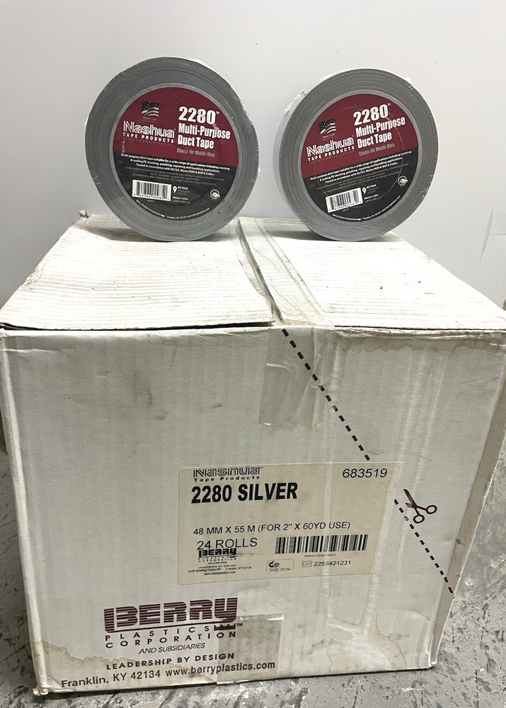 Lot of 24 Nashua 2280 Multi-Purpose Duct Tape 1.89 in x 60 yd – Silver USA Made