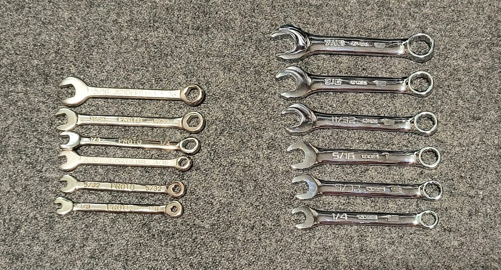 Proto Small Size Wrench Set 1/8″ to 7/16″, 6 & 12 Point, 12 Pieces, SAE