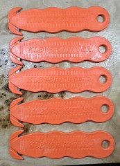 Lot of 5 KLEVER Safety Cutter 4 5/8” Lg Contoured Handle Textured Steel Orange