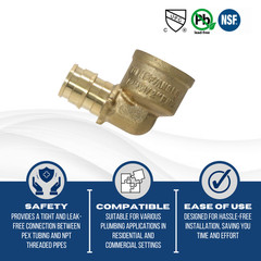 10 Pcs XFITTING 1/2 Pex A X 1/2 Female Elbow, Expansion FNPT Elbow, 201-2-1=10