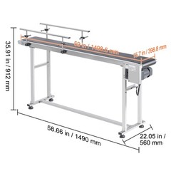 VEVOR Belt Conveyor PVC Stainless Steel Belt Conveyor 59″x15.7″ Double Guardrail