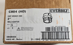 Lot of 5 Everbilt 2″ Bronze DWV Male Adapter Copper Cup x MIP C804