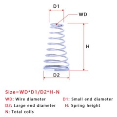 0.4mm-2mm Wire Dia. Tower Spring Conical Compression Spring 304 Stainless Steel