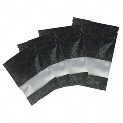 Multi-Size Silver Inside Matte Black Aluminium Mylar Flat Zip Lock Bag w/ Window