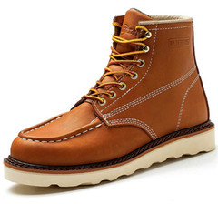 Work Boot Men’s 6″ Soft Toe Wedge Boots for Construction Lightweight leather