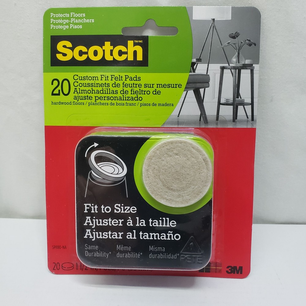 3M Scotch CUSTOM FIT Felt Self Adhesive Pad Beige 1 1/2″ Round SP880-NA 20 pcs.