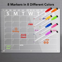 Neatsure Acrylic Magnetic Dry Erase Board Calendar for Fridge, 15″x11″, Clear