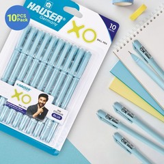Hauser XO 0.7mm Ball Pen Blister Pack | Sleek Body 1 Count (Pack of 10), Blue