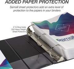 Durable 4 Inch 3 Ring Binder, D Ring Binder, 100% Recycled Chipboard, Black, 2 P