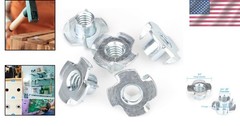 50 Pack T-Nuts – Zinc-Plated Steel, 5/16″ for Rock Climbing & Cabinetry