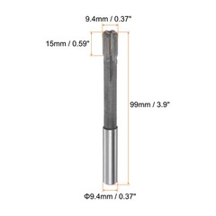 9.4mm Carbide Tip 4 Straight Flutes Round Shank Lathe Machine Chucking Reamer