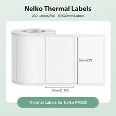 Thermal Labels for PM220 Label Maker, 50x30mm, 3 Rolls, White