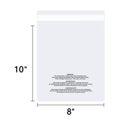 WEPOLY – 8″ x 10″ (100 Count) Self Seal Clear Poly Bags with Suffocation Warn…