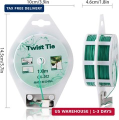 2 Reels 328 Feet (100m) Twist Tie, Green Coated Garden Plant Ties with Cutter fo
