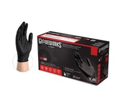 Gloveworks Black Nitrile PF Ind Gloves – 5 Mil – Case of 1000 Gloves/10 Boxes