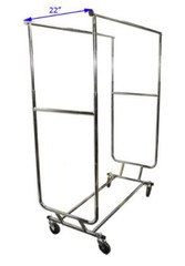 Retail Double Bar Clothes Display Rack Fixture Garment Hanger W/ Wheels
