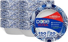 Dixie Ultra Paper Bowls 20oz 150 Count Microwave Safe Disposable Compostable