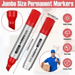 32 PCS Red Jumbo Permanent Markers Bulk Large Chisel Tip Waterproof