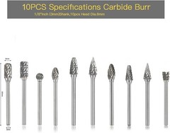 Aluminum Cutting Bits Carbide Burr Set 10 Pieces With 3mm1/8inch For Die Grinder