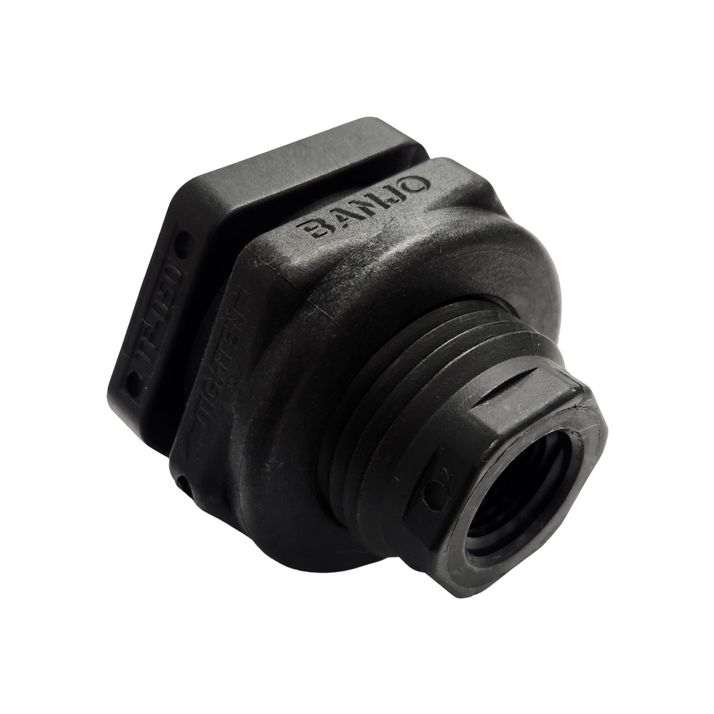 Banjo Poly Bulkhead Tank Fitting with EPDM Gasket 1/2″ FNPT – TF050
