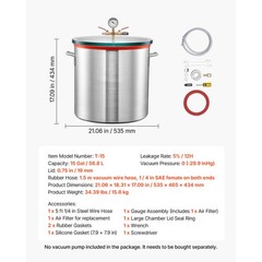 Uimoso 15 Gal Aluminum Vacuum Chamber with Tempered Glass Lid for Degassing