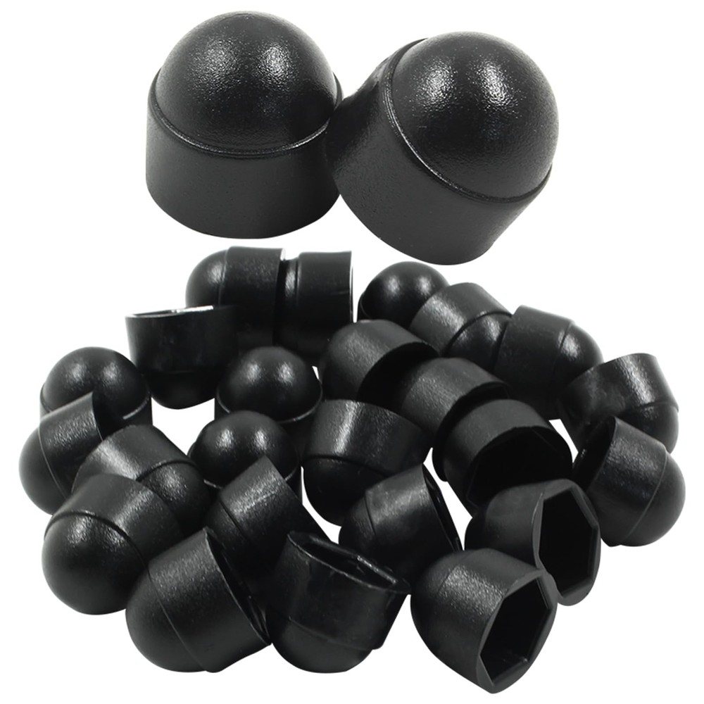25PCS Hex Head Bolt Covers, Black Dome Bolt Nut Protective Caps, Acorn Hex Cap N