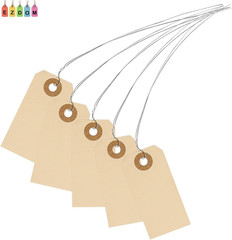 Manila Shipping Tags with Wire 250 Pack 2-3/4 x 1-3/8 Inch Size 1 Label Tag