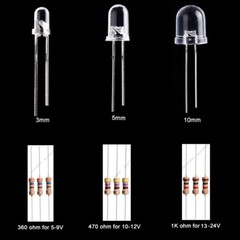 50 × LED Light White Red Green Blue Yellow Purple Pink 3mm 5mm 10mm 9V 12V 24V