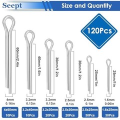 120Pcs Cotter Pins 304 Stainless Steel Cotter Pins Assortment Kit Tractor Pin Us