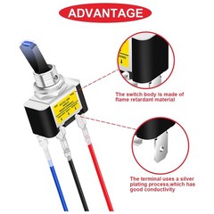 4Pcs Lighted Toggle Switch DC 12V 30A,SPST 3 Pin On Off Blue LED Switch for A…