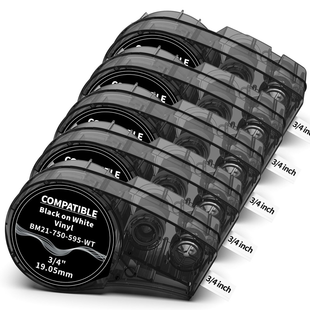 5x Replace for M21-750-595-WT All-Weather 3/4 inch (19.05mm), Black on White