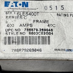 Eaton Cutler Hammer 6LES400T Digitrip 400a 6603C02G0H RMS 310, Series C, L Frame