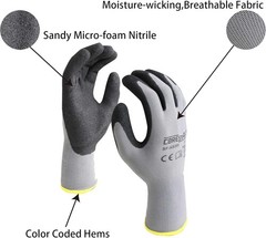 Corestar Safety Work Gloves – MicroFoam Nitrile Palm Coated Seamless Nylon M