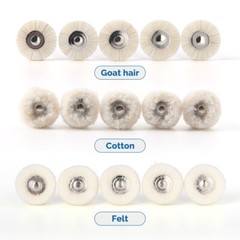 Rueda de cepillo de pulido dental RA 2.35mm cabello blanco de cabra/fieltro/algo
