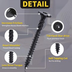 #14 x 2-7/8 Inch Exterior Deck Screws 55pcs, Heavy Duty Structural Wood Screws,